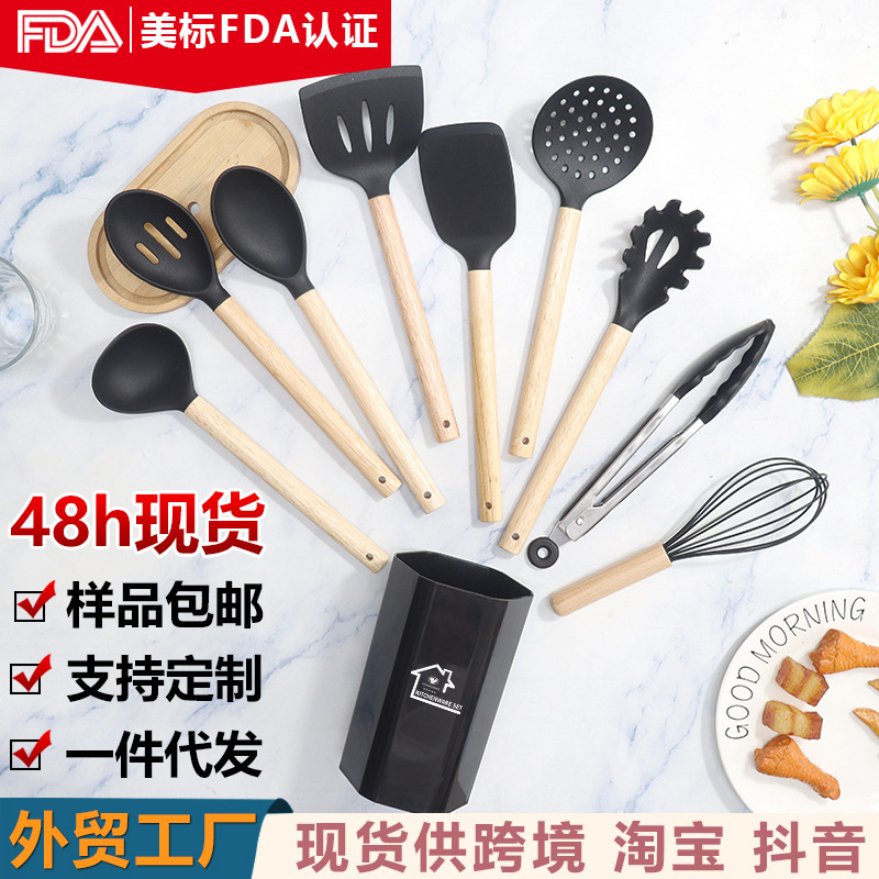 10 conjuntos de utensilios de cocina antiadherente de silicona de silicona de grado alimenticio para el hogar set de utensilios de cocina al por mayor