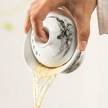 复古青花瓷三才盖碗茶碗个人专用茶具功夫防烫茶具
