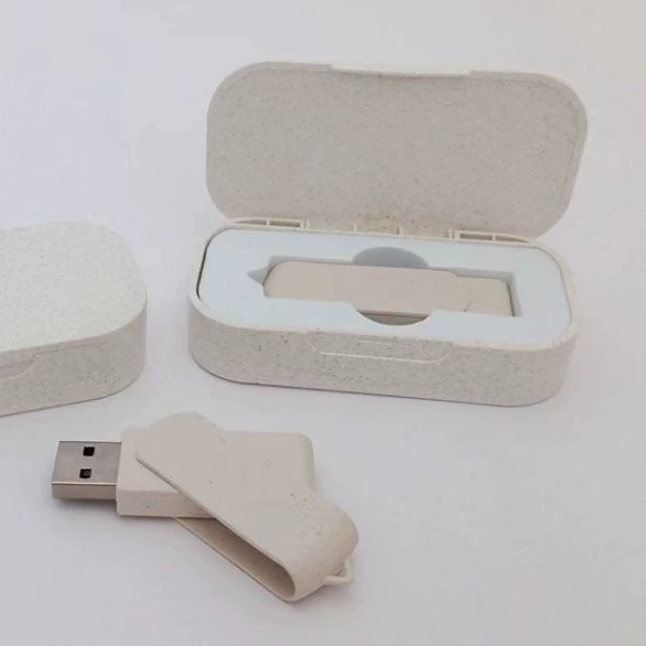 Деградируемый USB-флеш-накопитель из пшеничной соломы, вращающийся, экологически чистый, перерабатываемый, прямые продажи производителя, USB 2.0/3.0, печать
