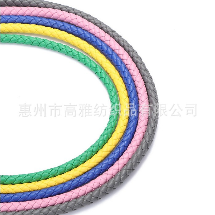 工厂编织皮绳 各种尺寸PU编织皮革绳 圆皮绳PU绳 车线皮绳