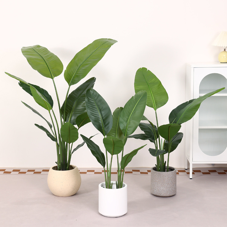 Simulación de plantación verde de plátano de bambú de tortuga grande planta de plantación de ventana interior diseño de ángulo de planta de árbol falso paisajístico