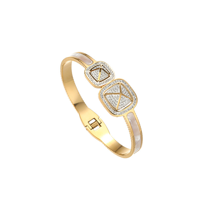 29g Weight Bangle Classification Titanium Steel Chain Material 1 Piece Quantity Holiday, Party Occasion Titanium Steel Material Geometric Pattern 2025 Spring and Summer Season Women's Gender Plating Design Elegant, Glam Style Elegant Glam Geometric Titanium Steel Bangle In Bulk 8