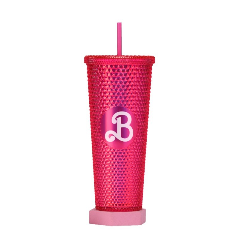 Taza de paja de plástico de doble capa 710ml Taza de paja creativa de gran capacidad Taza de mano Taza de durian Taza de diamante portátil