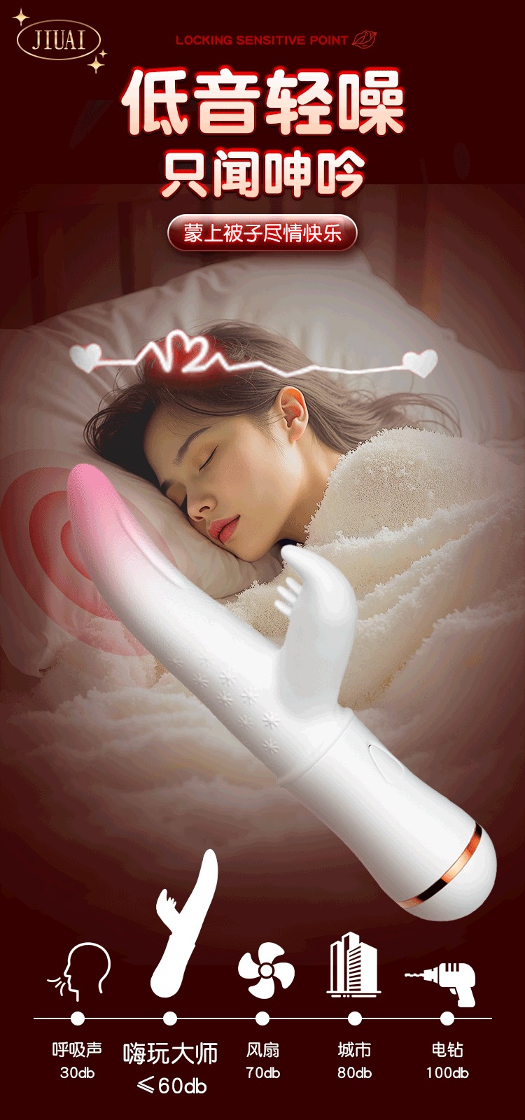 Jiuai Electric Vibrator Massage Wand for Women, Battery-Powered ABS Body Massager, Pink or White — detail image 21