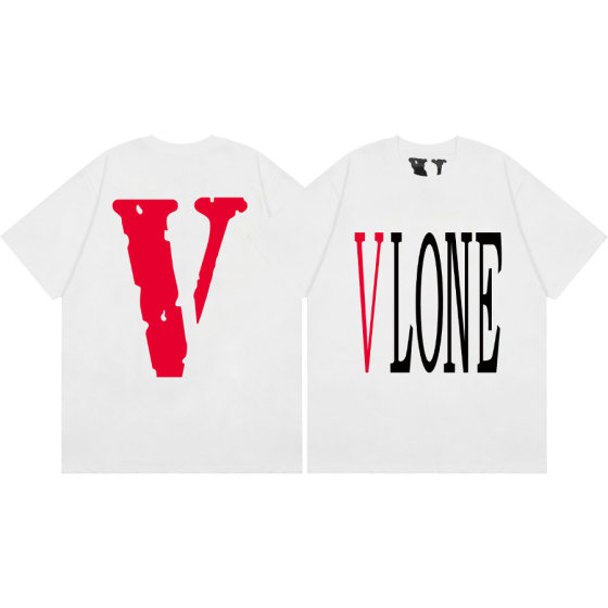 Cross-border Trendy Brand VLONE JERRY Letter Large V Print Men's Loose Casual Short-sleeved