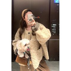 羊羔毛外套女秋冬皮毛一体2025新款环保毛毛圆领减龄百搭显瘦外套