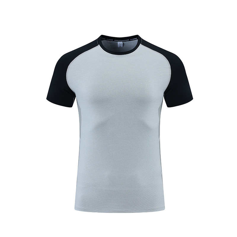 Verano 2022 ropa de secado rápido para hombre delgada seda de hielo manga corta correr transfronterizo cuello redondo Camiseta de fondo UA tipo imprimible B