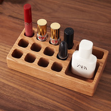 木质收纳盒化妆品置物架桌面实木分格口红精油瓶收纳展示架储物盒