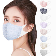 爆款立体蕾丝口罩3D网纱防尘防粉尘一次性无纺布防护卡通面罩透气