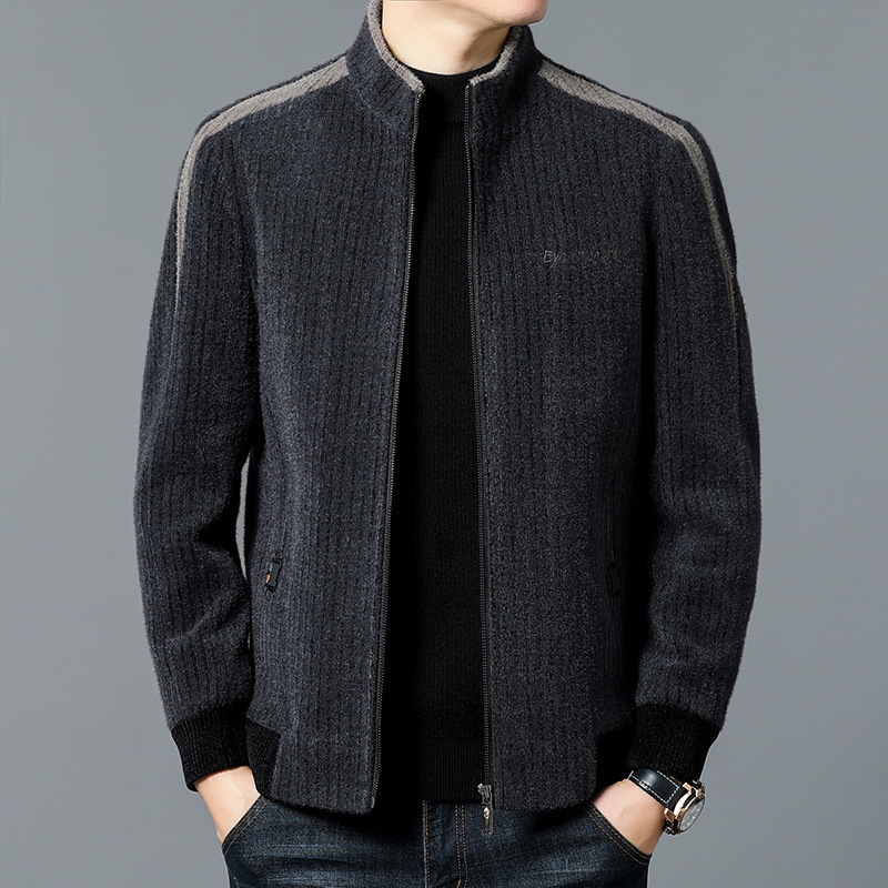 Brand Winter Fleece-Lined Thickened Wool Jacket Short Men's Stand Collar Wool Coat for Middle-Aged Dads Brand Winter Fleece-Lined Thickened Wool Jacket Short Men's Stand Collar Wool Coat for Middle-Aged Dads