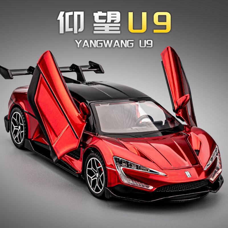 1:32 New Energy BYD Yangwang U9 Alloy Car Model, Pull-Back Sound and Light, Domestic Pure Electric Supercar Toy Car