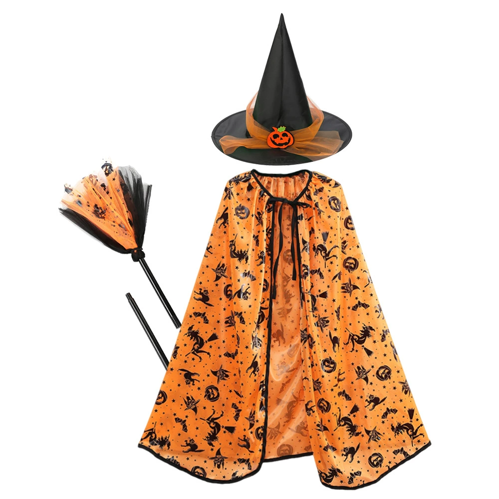 Новый Хэллоуин костюм детский плащ cosplaynn тыква ведьма плащ костюм волшебник плащ плащ