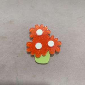 新しい二重層スプライシング、小さな新緑の花、誇張されたアクリルピースイヤリング、シルバーニードルイヤリング、イヤリング|undefined