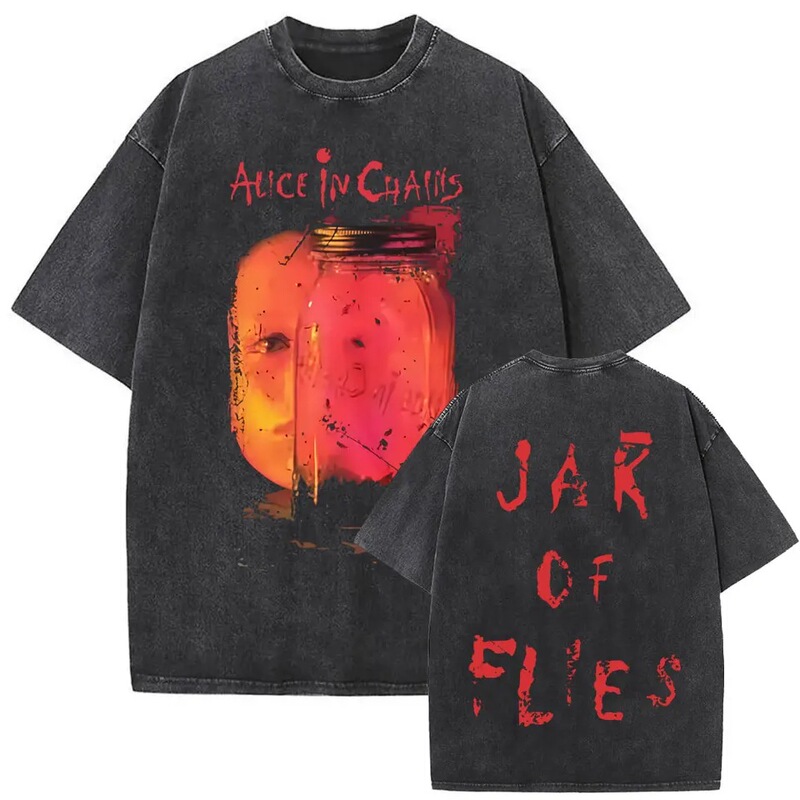 Washed Vintage Rock Band Alice in Chains Album Graphic T-Shirt Men's Gothic Punk Pop