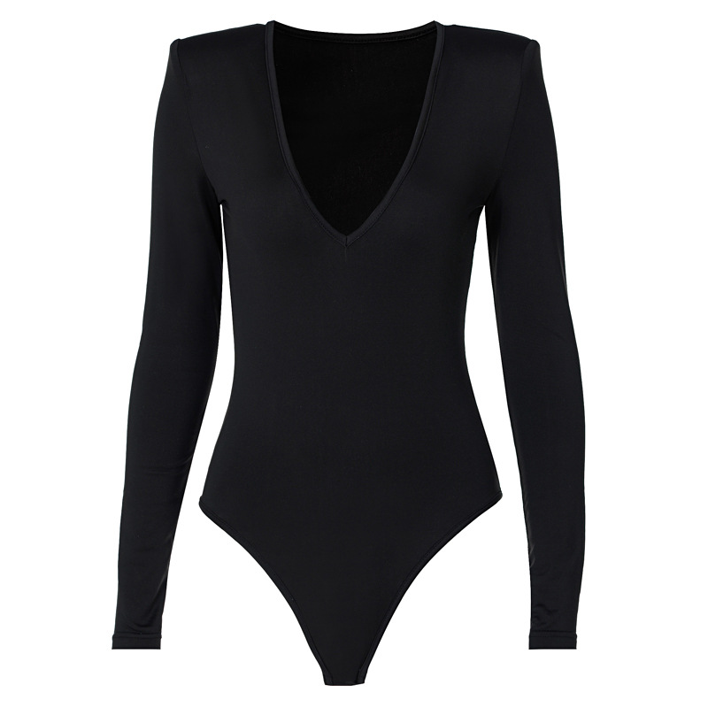 Sexy V-Neck Long-Sleeved Slimming Bodysuit NSHTL61540