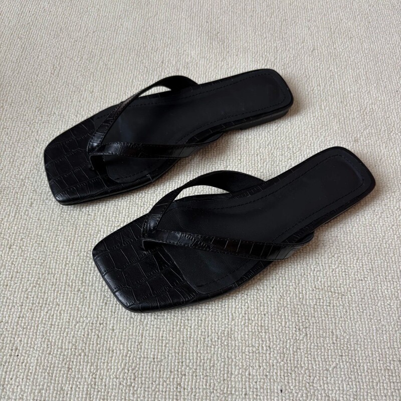 Flip-Flops for Women's Summer Outer Wear 2025 New Korean Style Versatile Internet Celebrity Fashion Crocodile Pattern Flip-Flops for Women