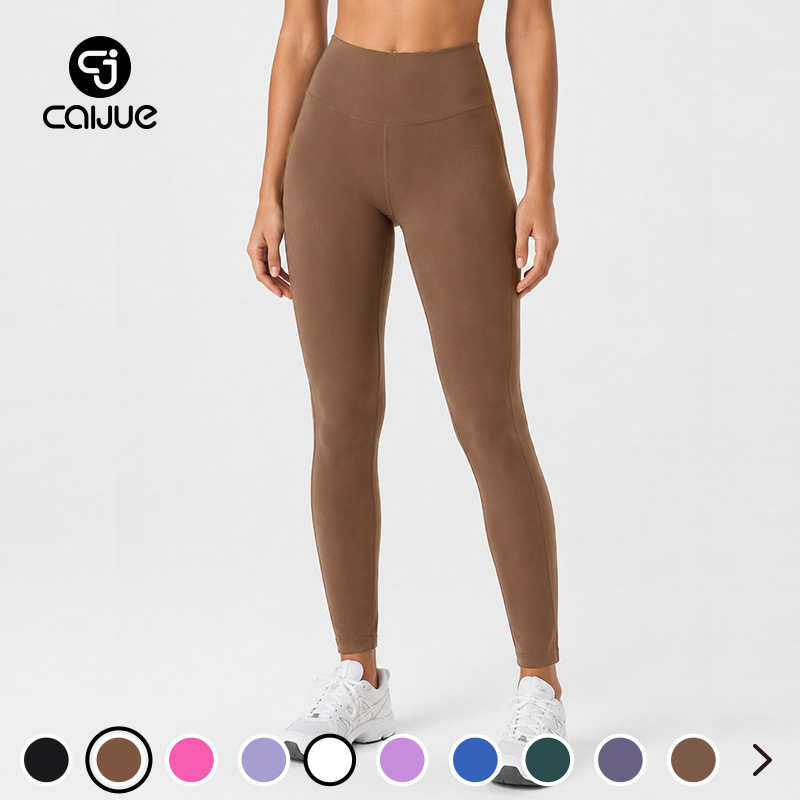 Caijue Adjustable Leica Brushed Fleece Naked-Feel Sports Pants for Women, Peach Butt High-Waisted Fitness Pants, Tummy Control Tight Yoga Pants