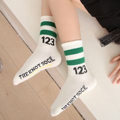 兒童數字潮襪春秋新款學生中筒棉襪123字母條紋籃球襪運動襪批發
