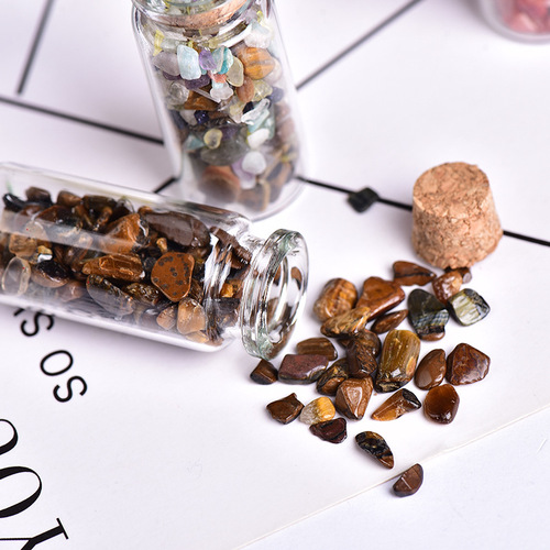 Wholesale natural agate crushed stone drift bottle pink and white crystal crushed stone wishing bottle glass bottle mining mark ornament