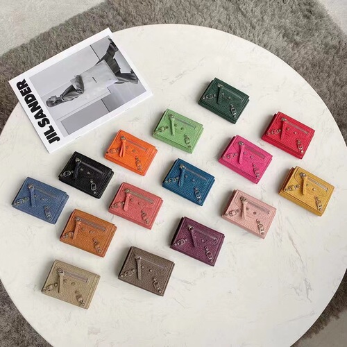 European and American Compact Mini Wallet Genuine Leather Wallet Women's Short Thin Motorcycle Coin Purse Tri-fold Leather Wallet Liuding