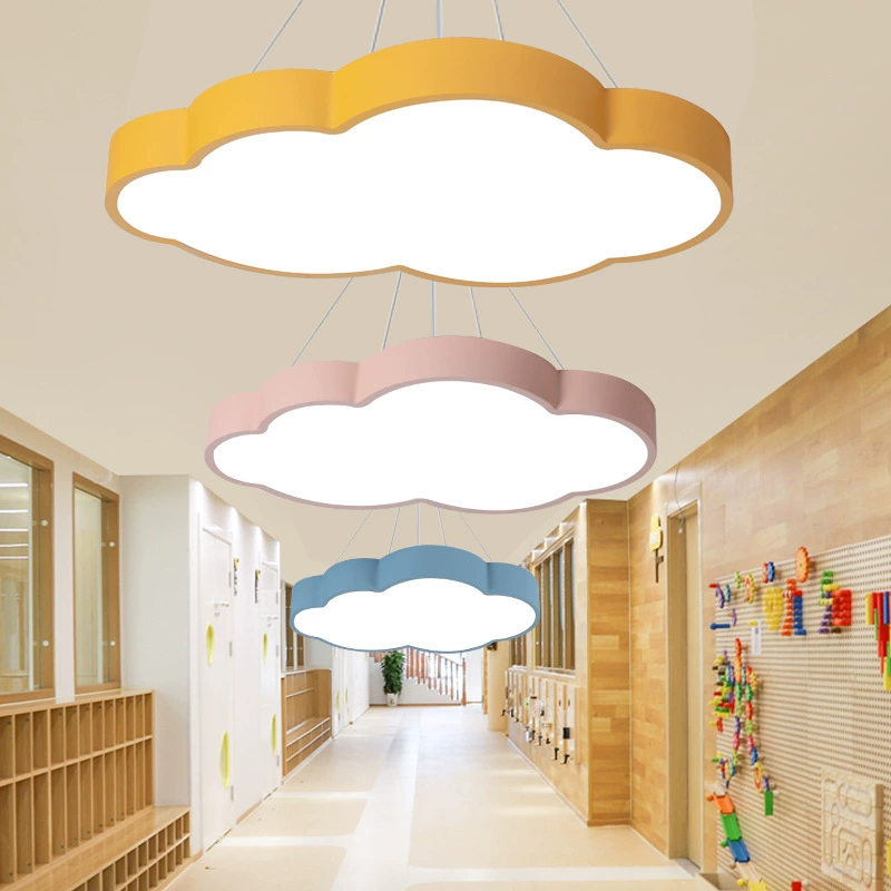 Потолочная лампа в форме облака, 54×8 см, варианты LED 24–240W, пастельные цвета для детской и коридора