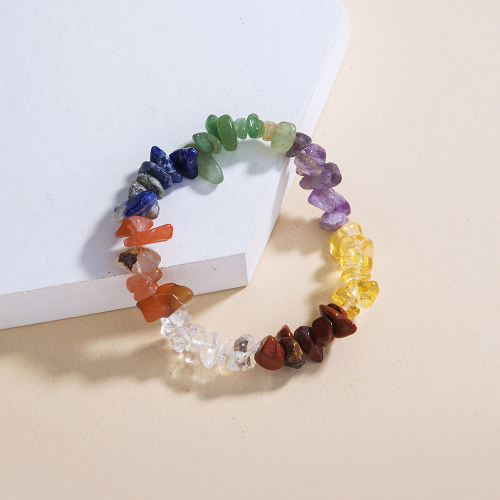 fashion color natural rough stone bracelet crystal stone elastic braceletpicture1