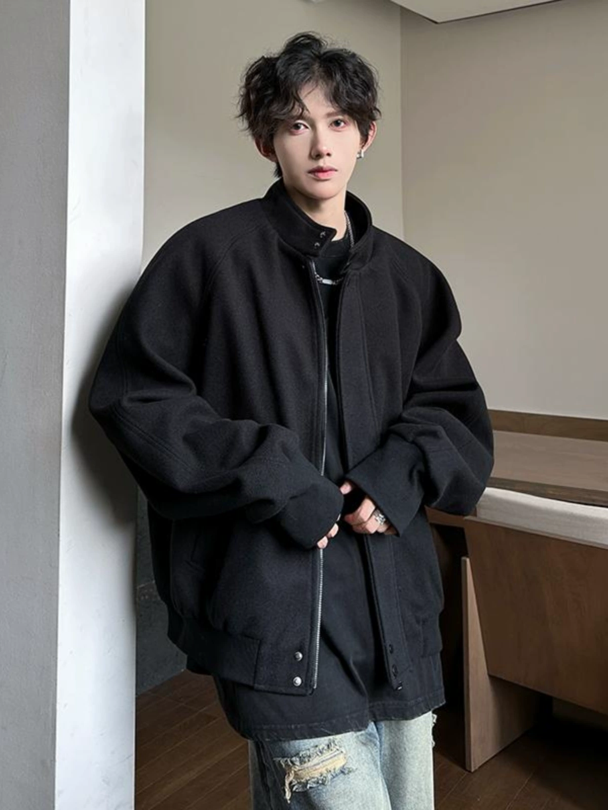 Мужское демисезонное короткое шерстяное пальто, костюм, куртка, американский стиль, корейский стиль