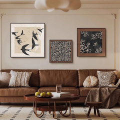 法式復古沙發背景牆三聯組合裝飾畫小眾藝術客廳掛畫餐廳壁畫