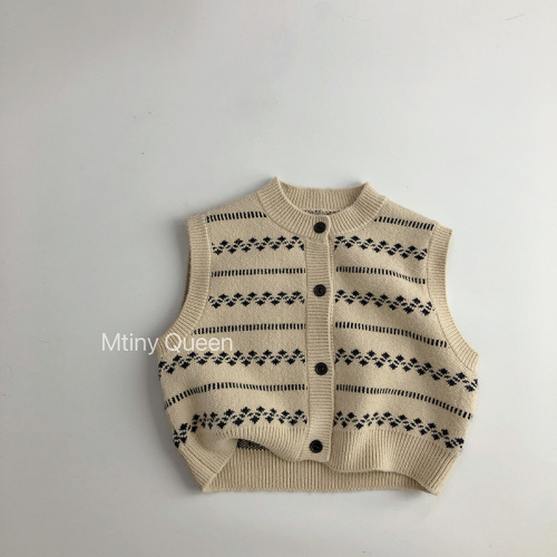 Hanli and Korean style~high-definition jacquard~spring and autumn children's sweaters, knitted vests, fashionable men's and women's trendy treasures, versatile waistcoats