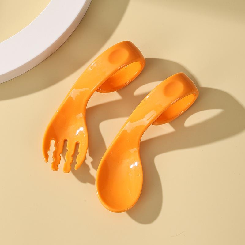 Horquilla curvada naranja y cuchara (bolsa)