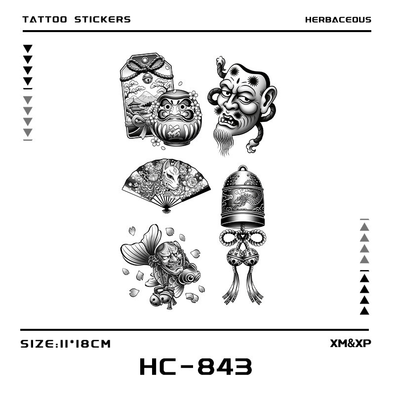 Japanese Traditional Ukiyo-E Tattoo Stickers, Retro Japanese Style Temporary Tattoos, Easily Create Hard-Core Japanese Atmosphere Tattoos