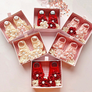 Baby Pearl Flower Headband Anti-Slip Socks Newborn Knitted Breathable Socks Hair Band suit Baby Birthday Gift