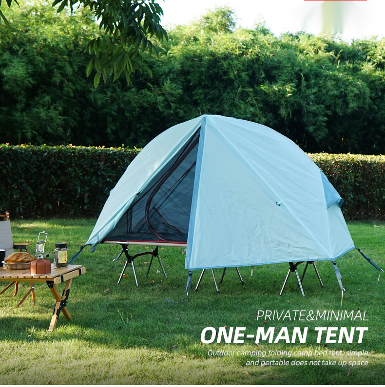 Camping ground tent single folding portable aluminum alloy mosquito net windproof uv resistant fishing tent camp bed
