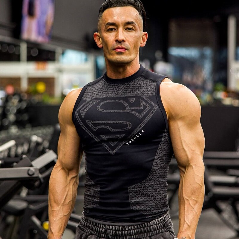 Youngla New Fitness Clothing Coach Sports T-Shirt Tights Men's High-Elastic Training Clothing Fitness Vest