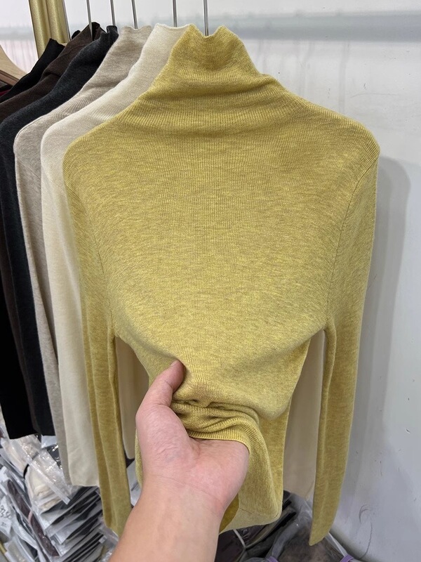 High-End Elegant High-Neck Knitwear Women's Autumn and Winter Pullover Knitwear Bottoming Shirt Slim Inner Long-Sleeved Top