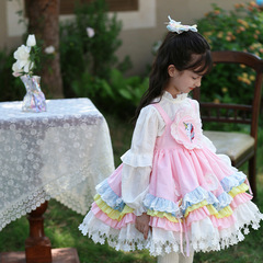 2024 Spring and Autumn New Children's Clothing Girl's Cute Pink Dress Two-Piece Set Children's Lolita Lolita Princess Dress