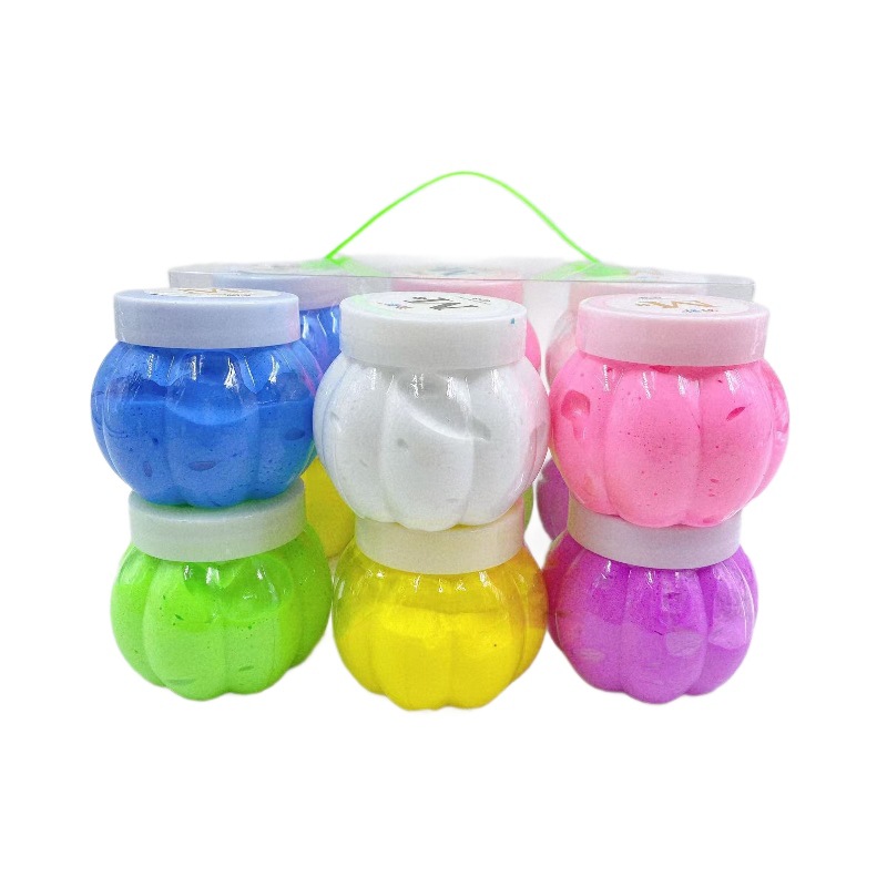 Caja de calabaza M + caja de arcilla de barro 6 colores macarón conjunto de goma de plástico colorido diy juguetes arcilla