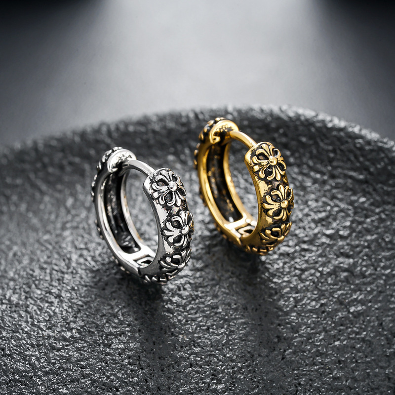 Cross earrings men's ruffian handsome fashion retro personality design pattern ear buckle women's high-end all-match earrings fashion Cross earrings men's ruffian handsome fashion retro personality design pattern ear buckle women's high-end all-match earrings fashion