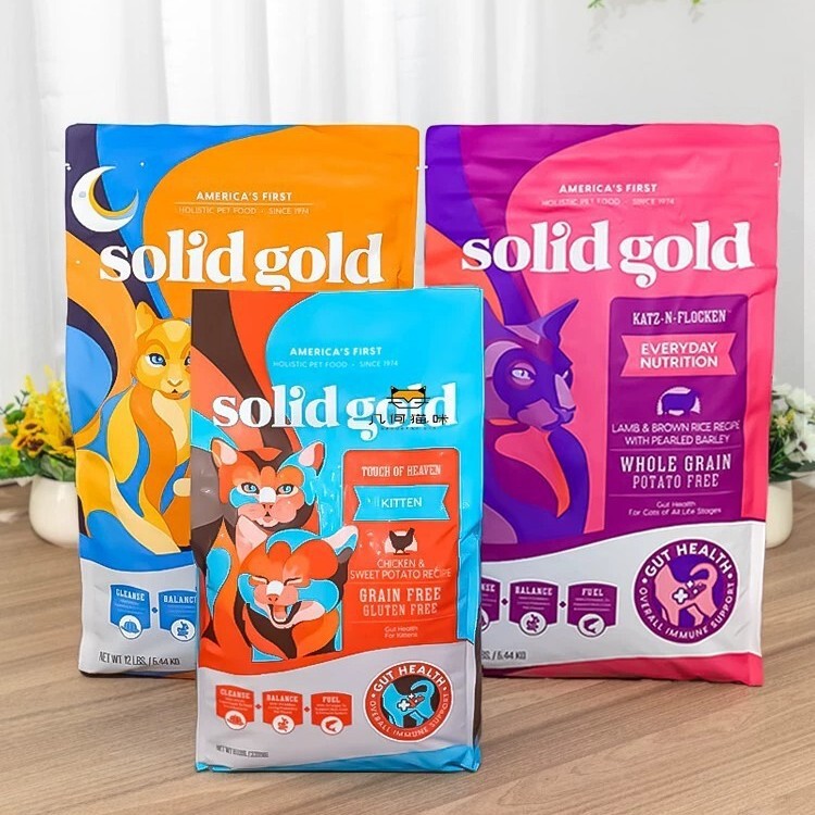 Suligao Cat Food Solidgold 12 Pounds Gold Vegetarian Chicken Fish Quail Kitten Adult Cat Chicken Flavor 5.44kg