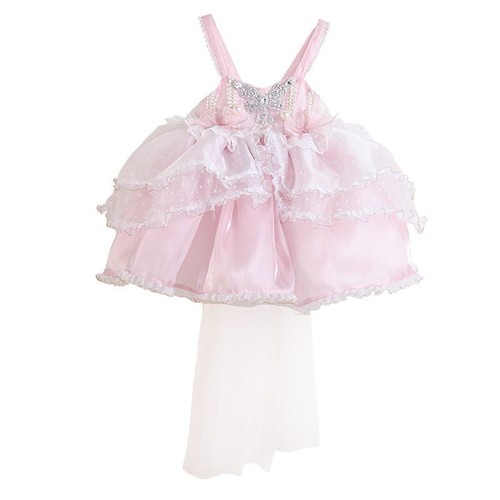 Lolita Princess Dress for Girls 2025 Children's Summer Trendy Pearl Straps Dress Birthday Formal Dress