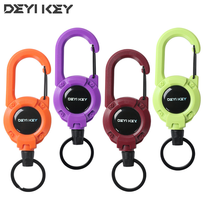 Key Chain with Steel Wire Rope, Elastic Pull Cord, Anti-Lost Extension Cord, Automatic Retractable Keychain