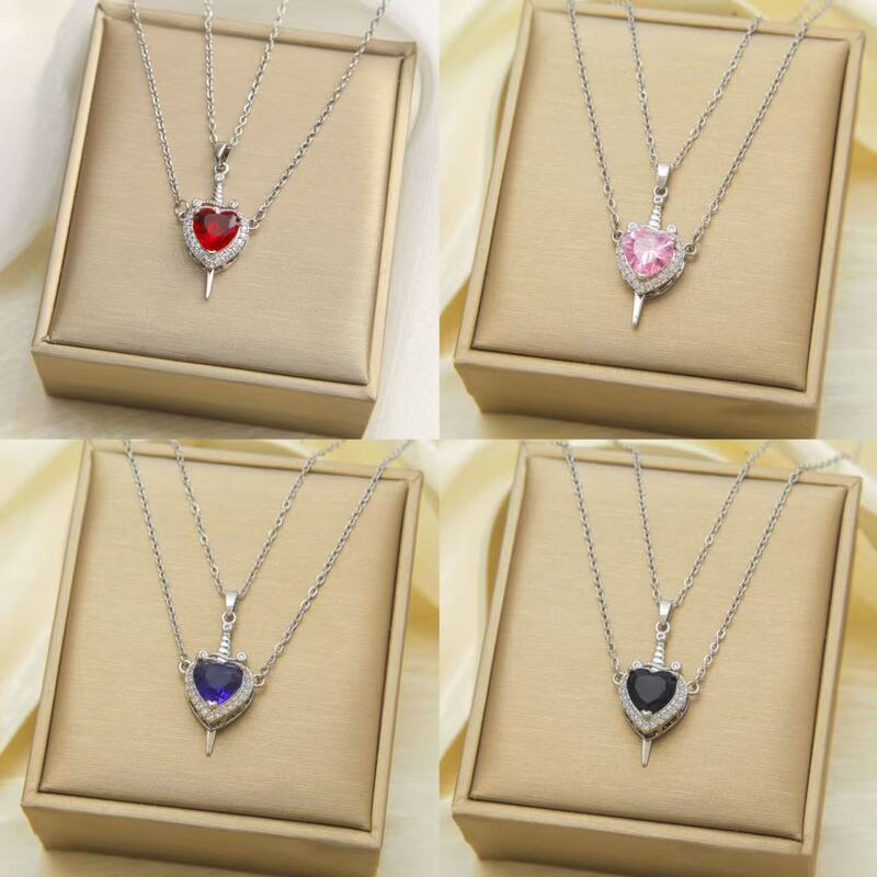 European and American Cross-Border Popular One-Arrow-Through-The-Heart Necklace for Women Niche Creative Fashion Love Sword Pendant Valentine's Day Gift