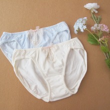 夏季日单棉蝴蝶结女士内裤蕾丝透气中腰纯色女士三角裤少女内裤