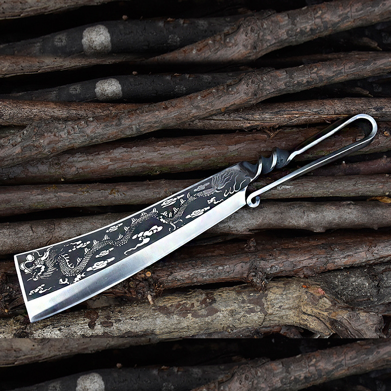 一体柴刀 龙泉将器 手工锻打劈柴刀护林开路刀一体式野营家用刀具