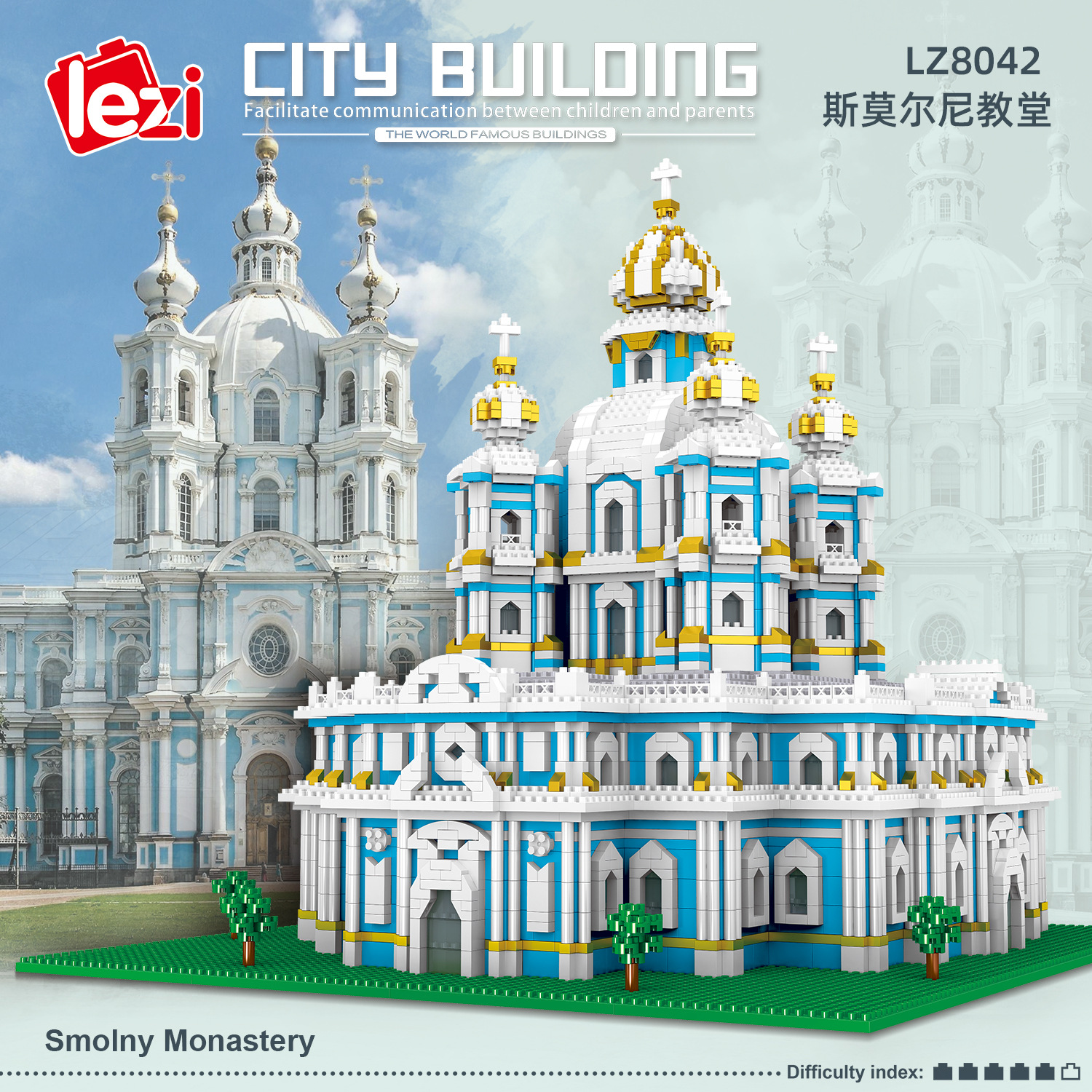 LZ8042 smallney iglesia partículas de diamante en miniatura ensamblando bloques de construcción modelo de autoensamblaje juguetes