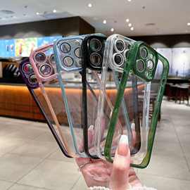 简约闪钻适用iPhone15promax手机壳苹果11透明玻璃适用14pro全包