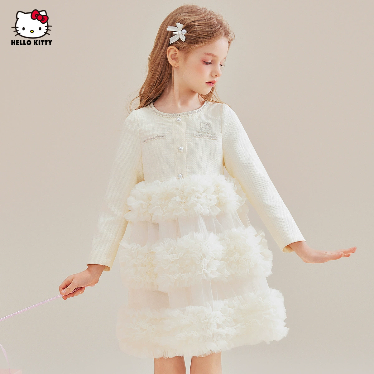 HelloKitty Hello Kitty девушка весна сладкое маленькое ароматное платье 2025 новый элегантный торт юбка