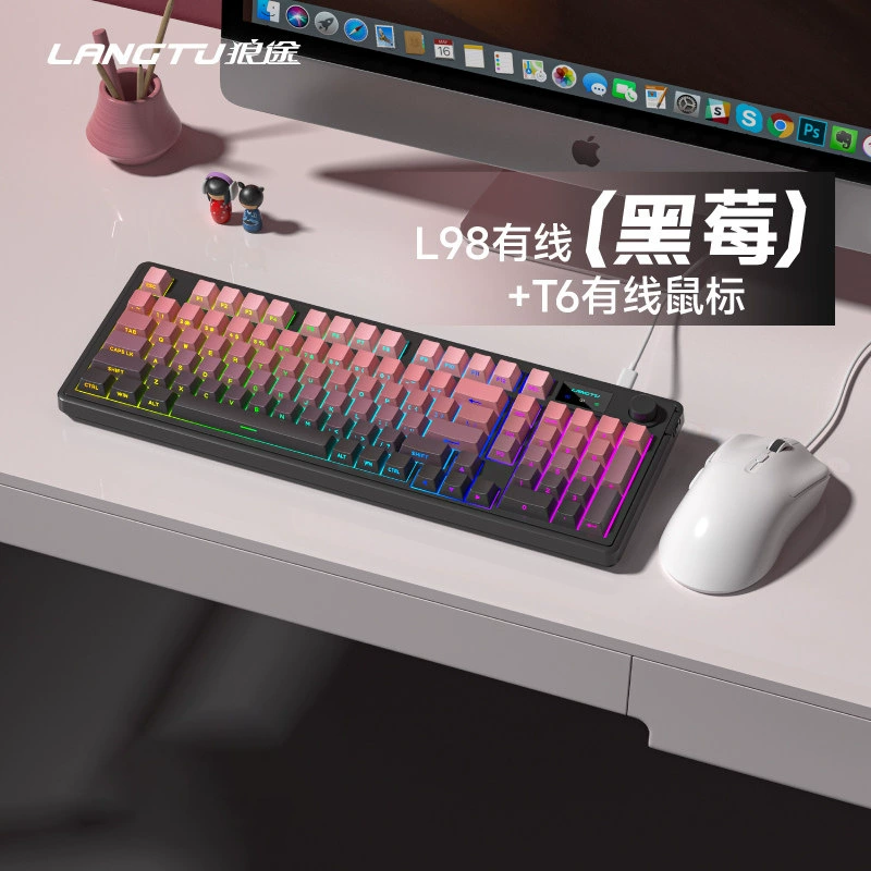 Волк L98 Проводной RGB высоко-значимый трехрежимный клавиатура Спортивная игра офис печать беспроводная тонкая пленка тихая клавиатура