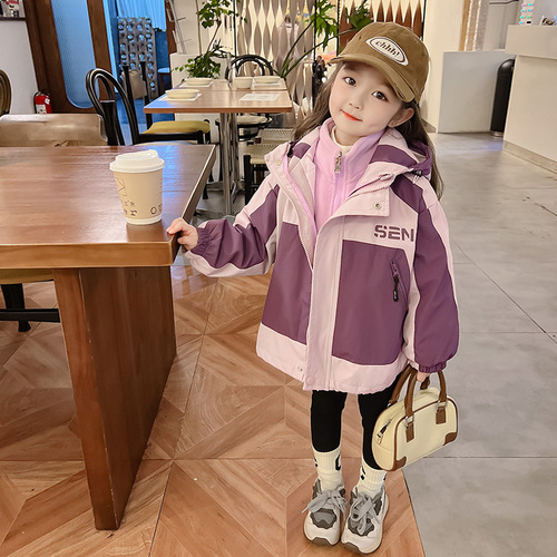 Women's 3-in-1 Waterproof Jacket, Detachable Hoodie,  New Thick Top for Girls, Autumn Fashion Children's Outerwear