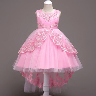 Amazon children's clothing wholesale children's dress princess dress embroidered girls lace dress flower girl tail tutu skirt